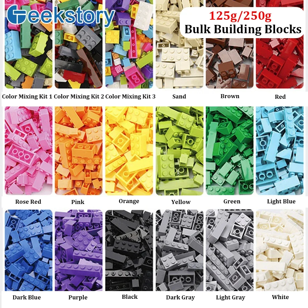 125g/250g Building Blocks Bulk Lot Pack Bricks Block Plate Creative Toy Small Particles Bulk Compatible Legoeds DIY Kit for Kids