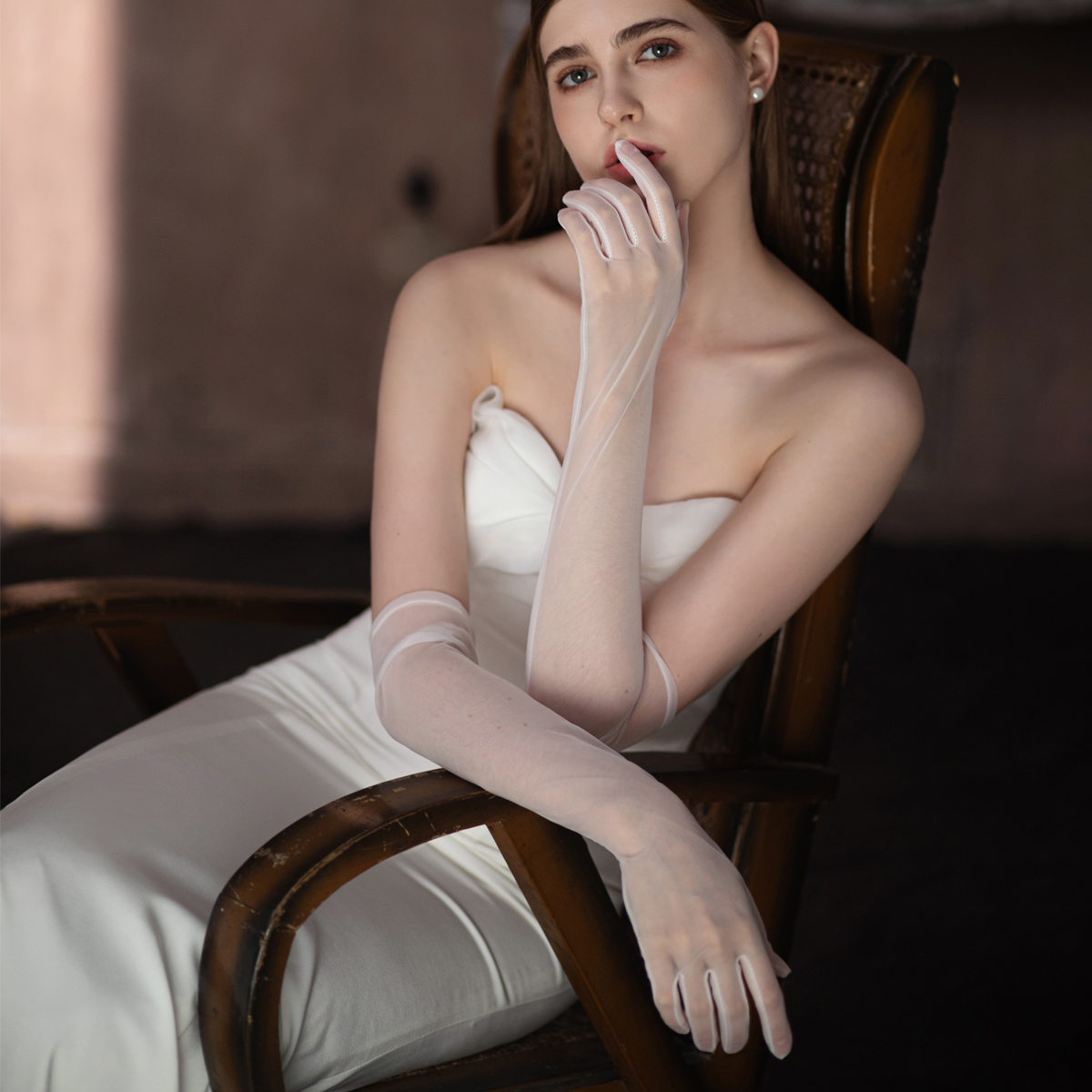 WG099 Luvas de noiva elegantes para casamento, tule macio, branco, longo, luvas de dama de honra para mulheres, concurso, festas de baile