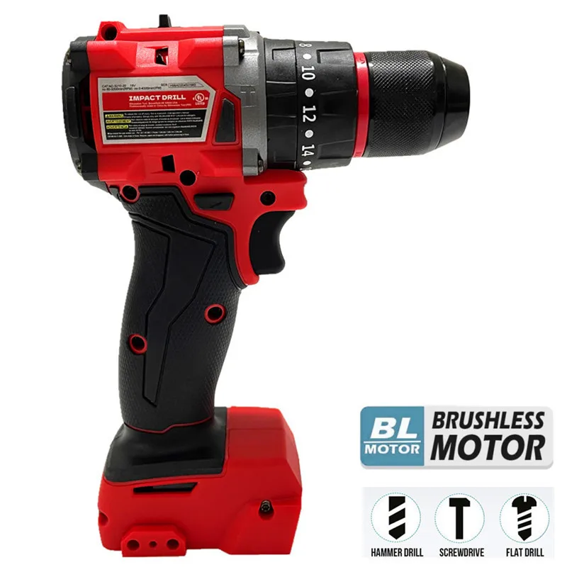 Para Milwaukee, taladro de impacto inalámbrico con batería de 18V/20V, taladro eléctrico sin escobillas, martillo de torsión 20 + 3, herramientas eléctricas multifuncionales