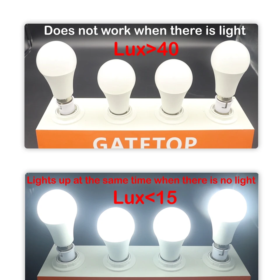 1pcs หลอดไฟ LED Light Sensor ควบคุมหลอดไฟ AC 220V 110V 10W E27 B22 Dusk TO Dawn หลอดไฟสําหรับทางเข้าโรงรถใต้ดิน