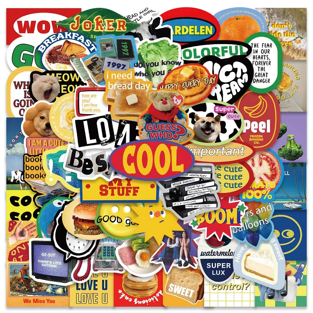 60 uds Cool Ins estilo Simple etiqueta adhesiva Retro calcomanía estética para diario nevera portátil teléfono botella impermeable pegatina