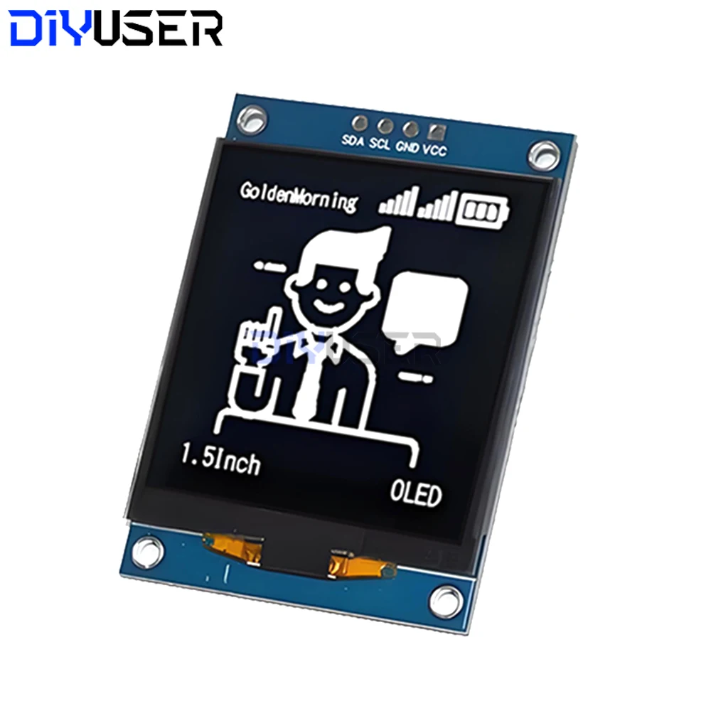1,5 Zoll OLED-Anzeigemodul 128 x 128 Pixel SH1107 Treiber I2C IIC 4Pin für Arduino ESP32 Raspberry Pi
