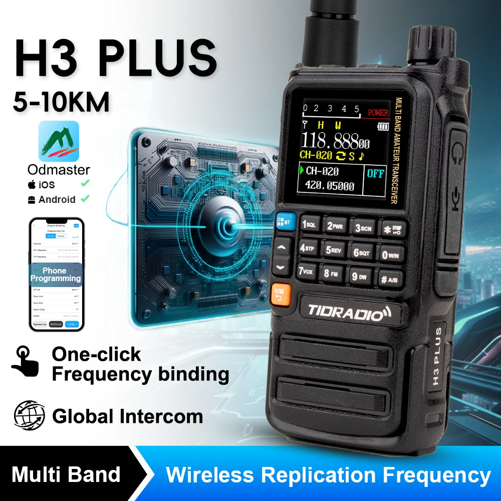 TIDRADIO H3 Plus Global Walkie Talkie Repeater Bluetooth Antworttelefon Air Band Long Range Radio Wandern Standby Radfahren Team