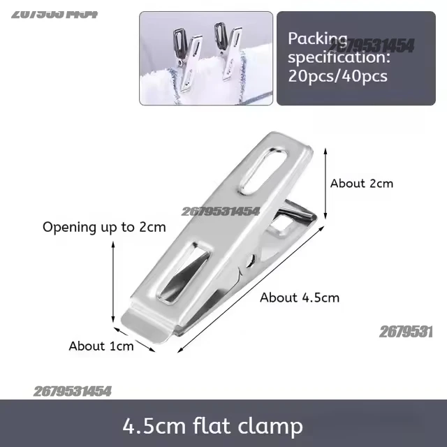 Mollette per bucato 20/40 pezzi Linea di lavaggio in acciaio inossidabile Perni per appendere Morsetti metallici antivento Clip antivento per calzino Bagno