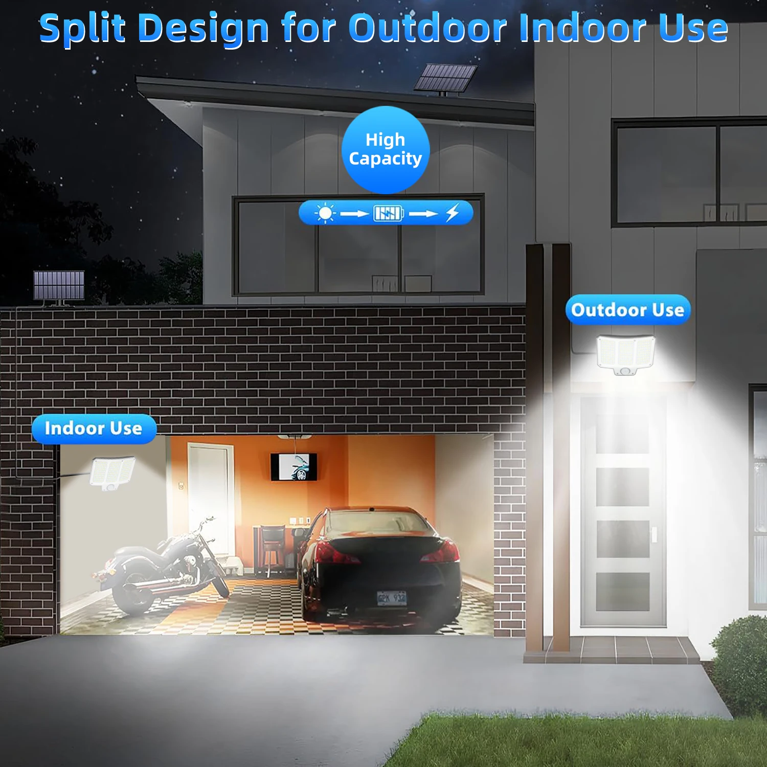 Sensor de movimento super brilhante, 3 modos, 153/210/240led, solar, externo, à prova d'água, com holofote de movimento, controle remoto para pátio, garagem