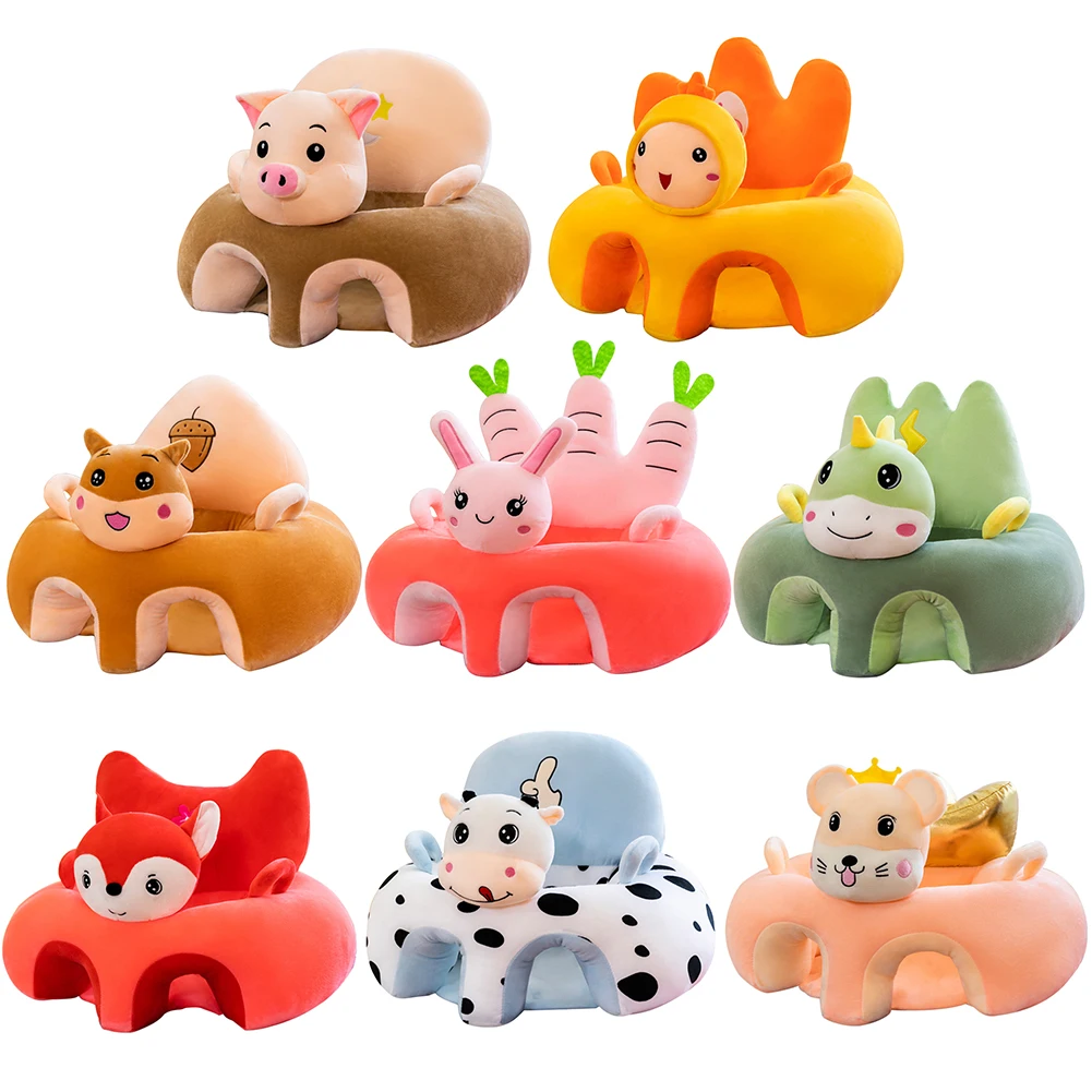 Babysteun stoelhoes baby cartoon dier pluche leren zitten bank comfortabele gevulde pop babysteun stoel stoel geen vulmiddel