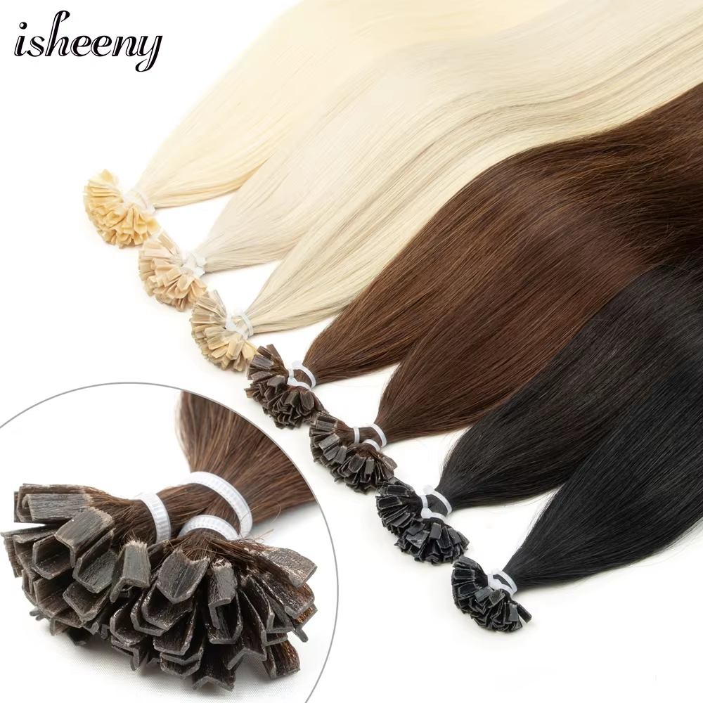 Keratin Fusion V Tip Echthaarverlängerungen, gerade, 30,5–61 cm, natürliches Maschinen-Remy-Haar auf Kapsel, Heißkleber-Haarverlängerung, 50 Stück