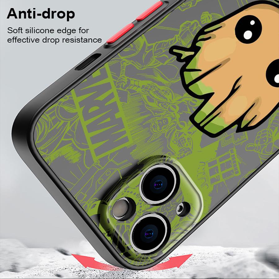 Funda de teléfono Marvel Cute Spider Man Groot para iPhone 16 Pro 11 12 Mini 13 14 Pro 15 Pro Max 7 8 Plus XR XS MAX funda suave negra