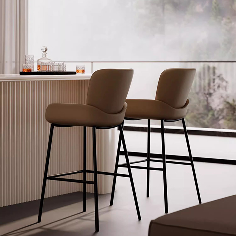 Ergonomische ästhetische Barhocker, schwarzer Wohnzimmer-Akzent-Bürostuhl, modern, lange Höhe, entspannende Taburete, altmodische Möbel