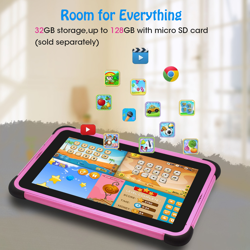 Überholtes 7-Zoll-Kinder-Tablet Android 1024 x 600 HD Quad-Core Dual WiFi 2 GB + 32 GB Lerntablett für Kinder, perfektes Geschenk!