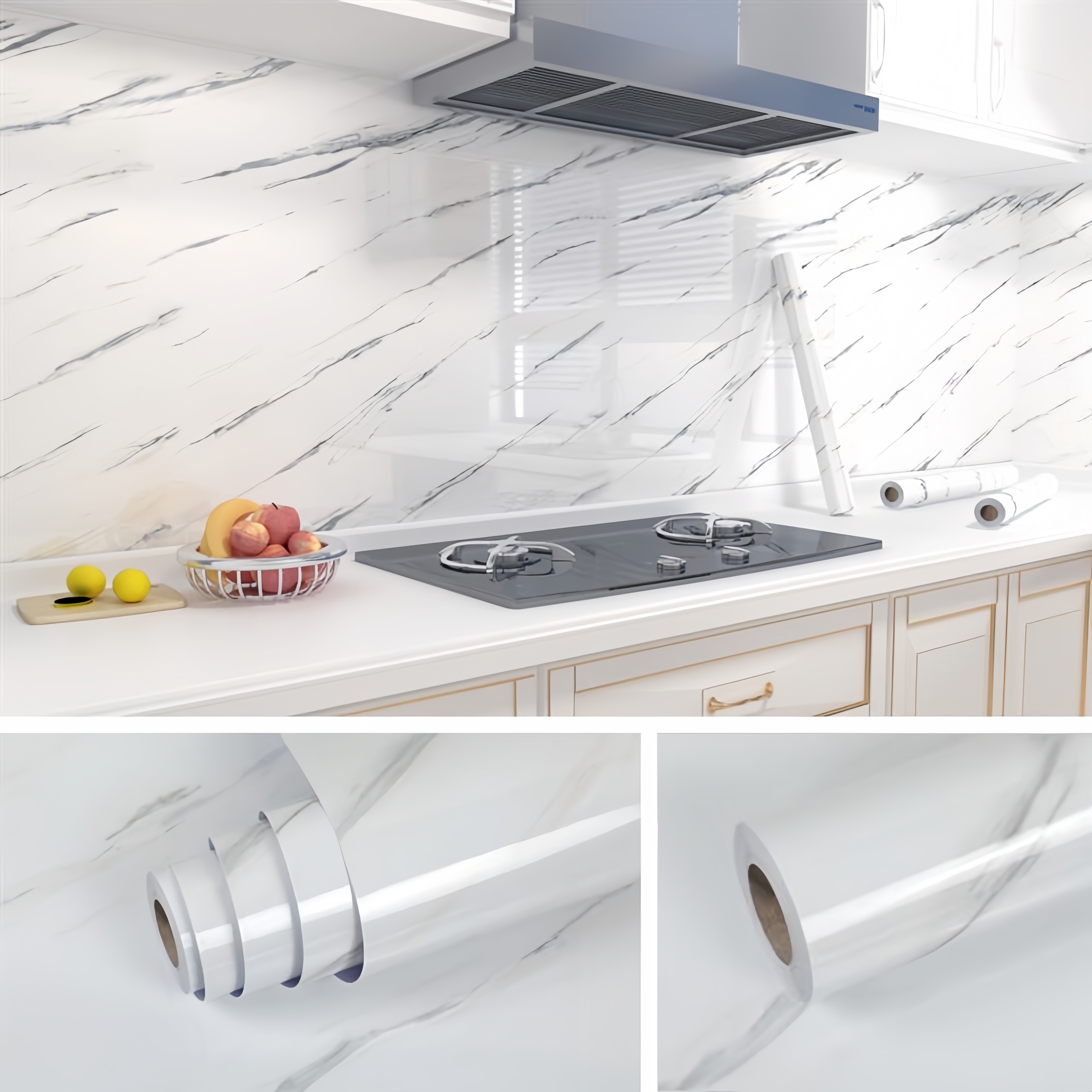 Papel de parede autoadesivo, à prova d'água e resistente a óleo, resistente a altas temperaturas, para móveis e casa