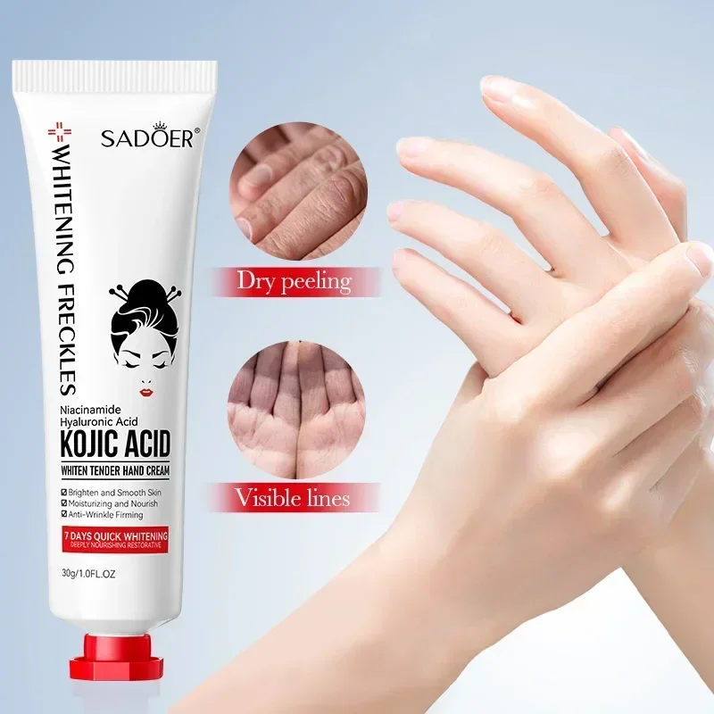 SADOER crema de manos de ácido kójico hidratante nutritivo brillo cremas de manos hidratantes belleza manos productos para el cuidado de la piel