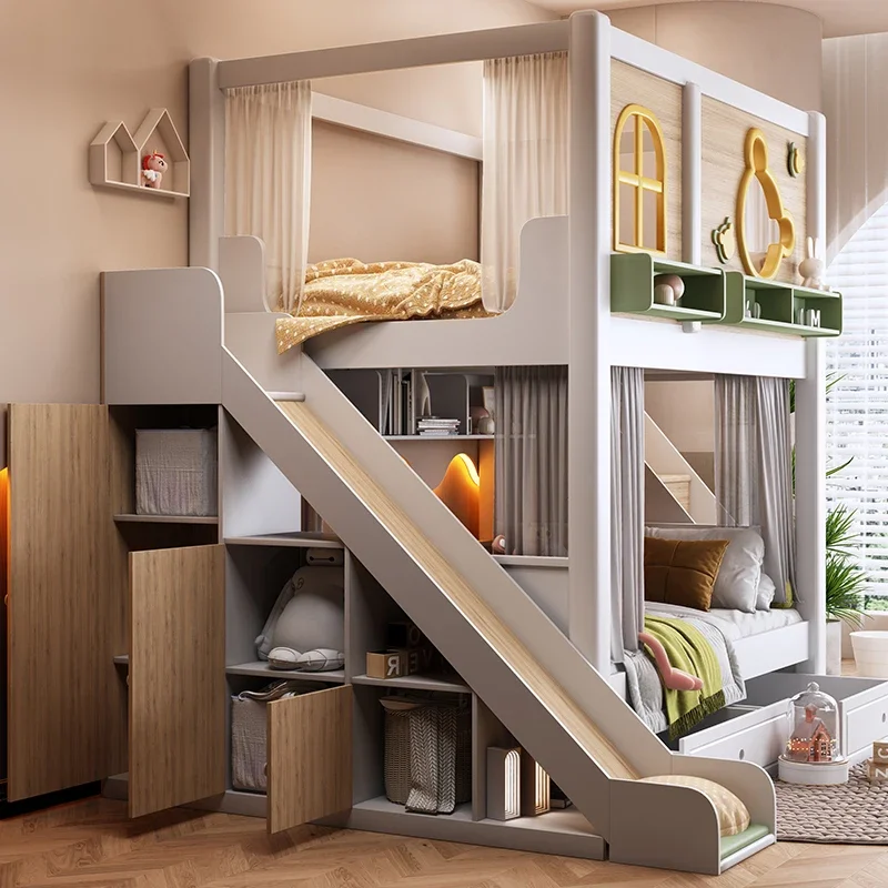 down  Bunk  Tree house mother  High guardrail roof with slide Two-child parent-child  High and low