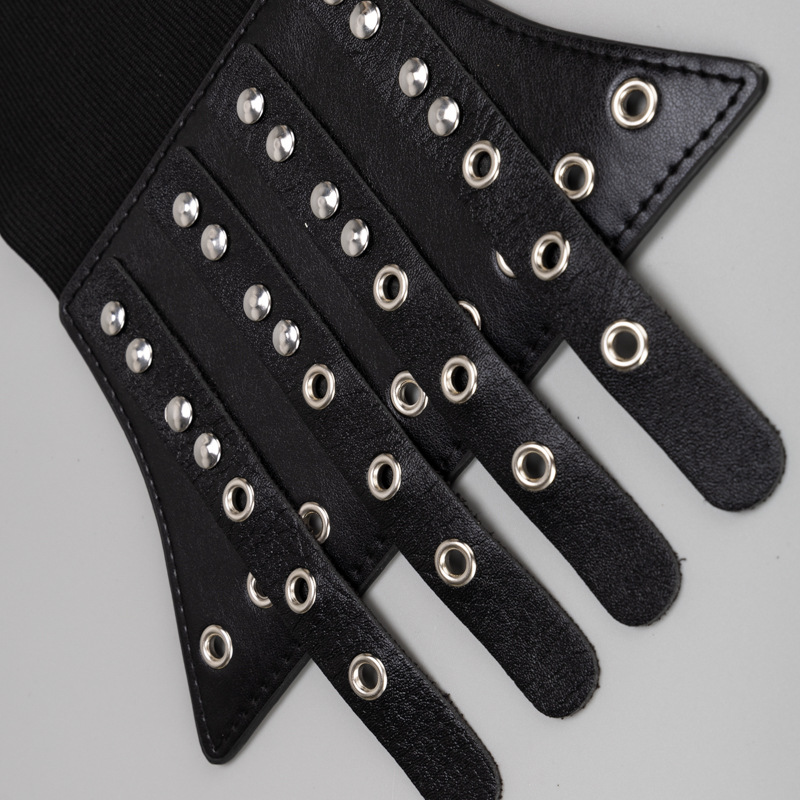 Cintura elástica feminina fivela parafuso prisioneiro decoração exterior usar cinto para senhora botão de imprensa conectar cummerbund acessórios de roupas