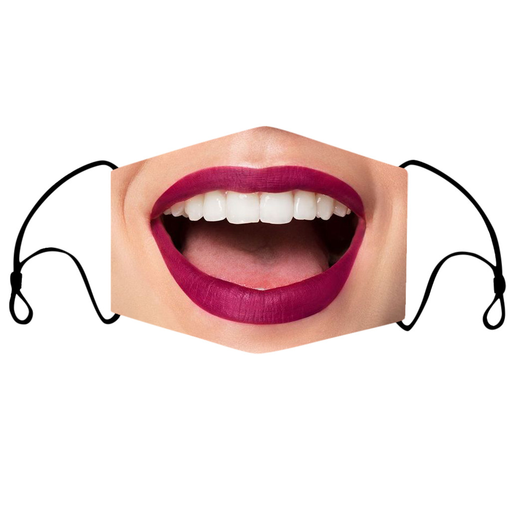 ผู้ใหญ่ผู้หญิงปากใหญ่หน้ากากตลกไม่มีกลิ่นและระคายเคืองฟรีสบายหน้ากากล้างทําความสะอาดได้ Breathable Smile Mask