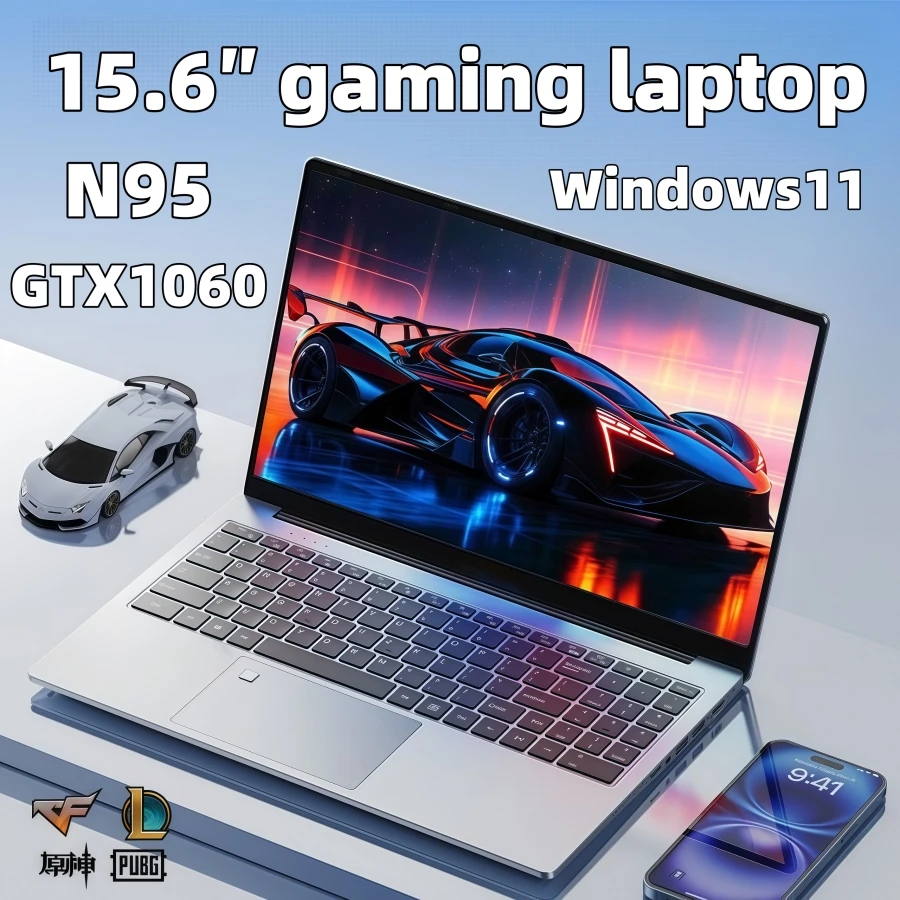 Intel N95 GTX1060 15.6 "gaming laptops draagbare notebook pc laptop Gamer Windows 11 32 GB DDR4 512G SSD Verlicht Toetsenbord