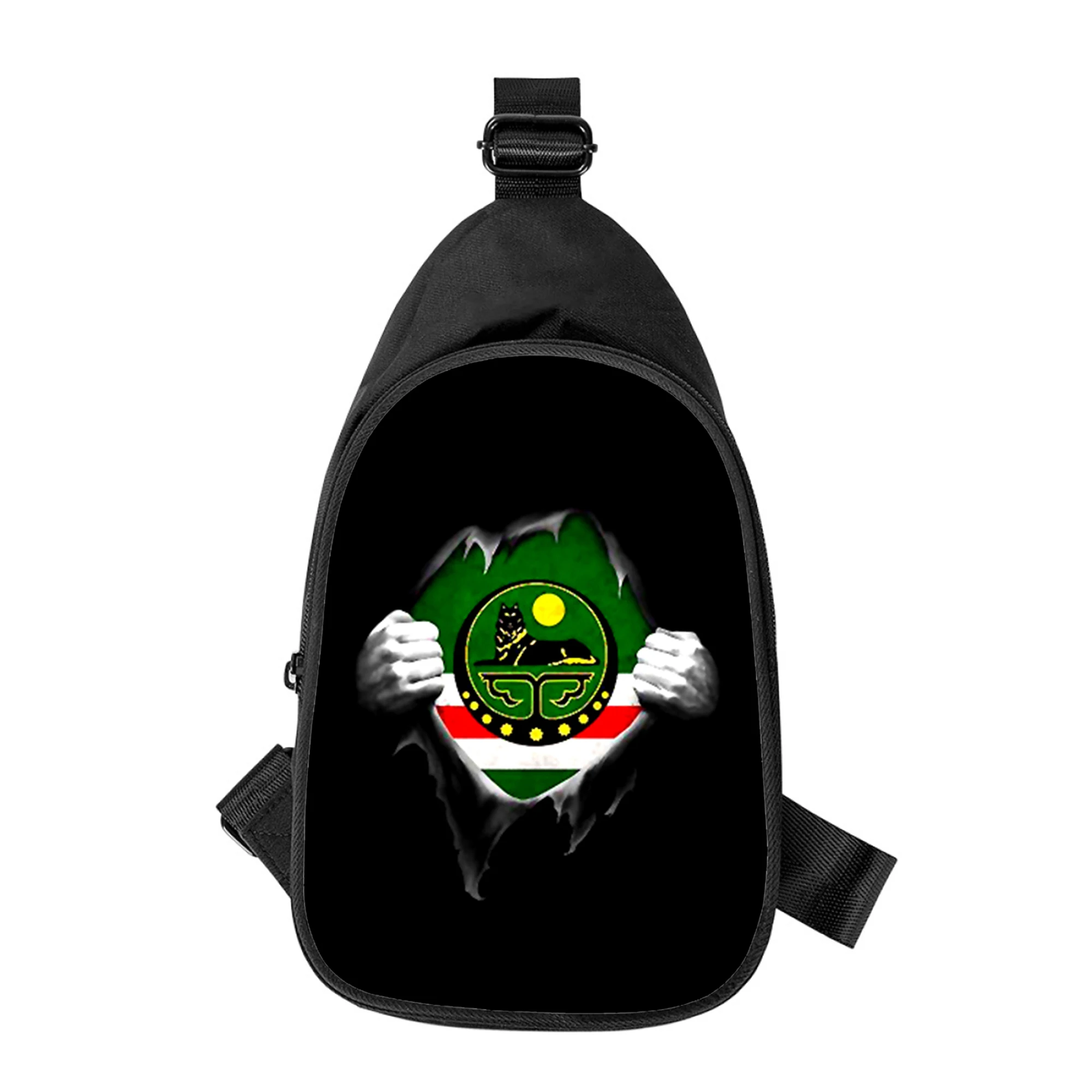 Republik Tschetschenien Flagge Drucken Neue Männer Kreuz Brust Tasche Diagonal Frauen Schulter Tasche Mann Schule Taille Pack Männliche brust pack