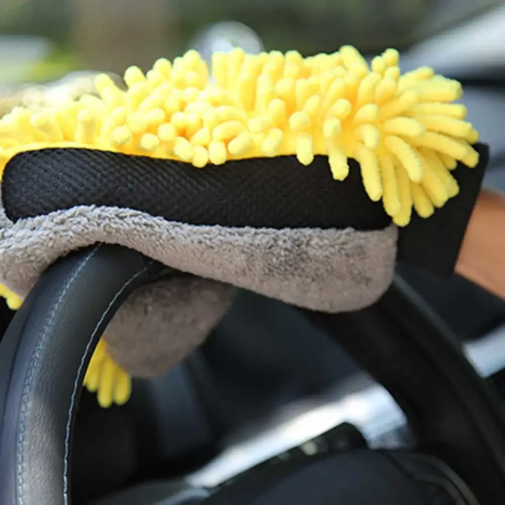 Luva de lavagem de carro coral luva macia anti-risco para lavagem de carro multifuncional luva de limpeza grossa cera de carro detalhando escova