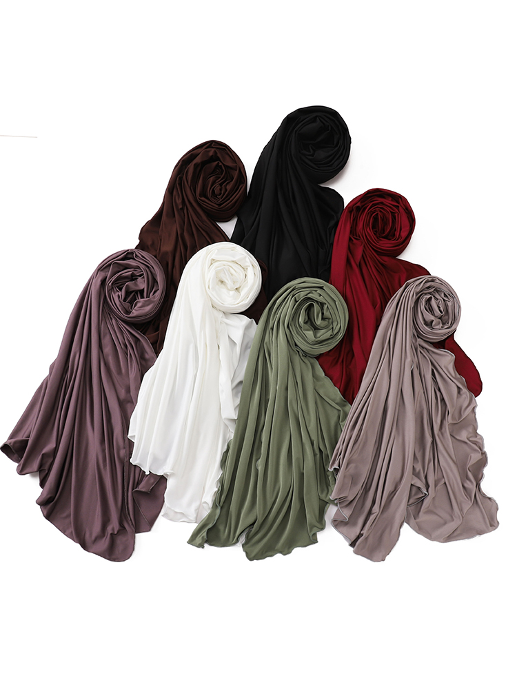 Luxus Wavy Edge Jersey Hijab für Frauen Einfarbig Milch Seide Schal Kopftuch Herbst Schal Dehnbar Chiffon Schal Ramanda