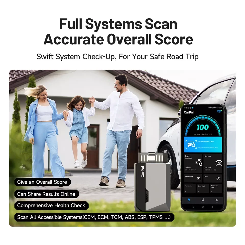 TOPDON CarPal OBD2 lector de código escáner Control de salud del coche Smog comprobar prueba de batería escaneo completo del sistema 6 servicios de reinicio