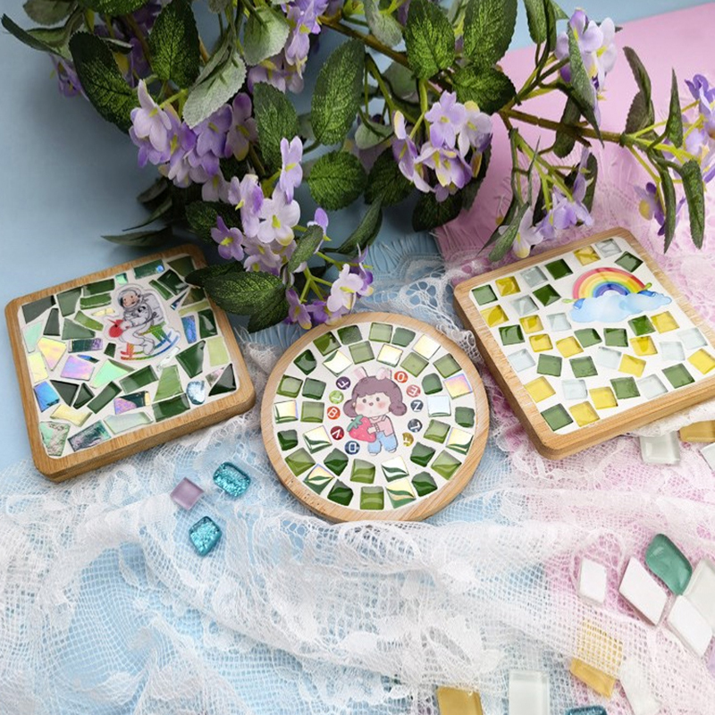 Handmade DIY Mosaic Cup Mat Bottom Bamboo Pad Early Education Free Creation Handicraft Toys