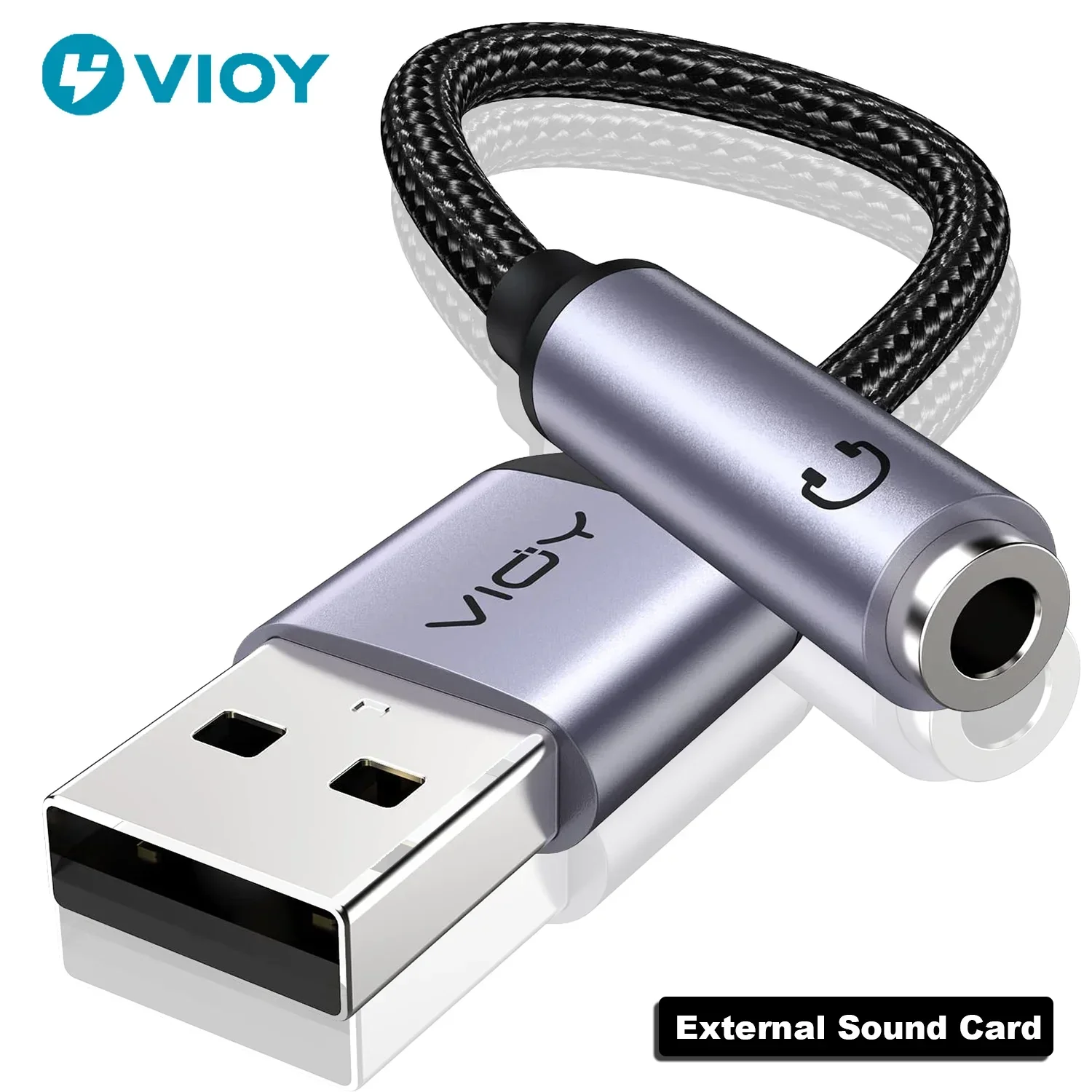 Adaptador de Audio USB a conector de 3,5mm, adaptador hembra de USB-A a 3,5 TRRS con tarjeta de sonido estéreo externa para auriculares, Mac, PS4, PC y portátil