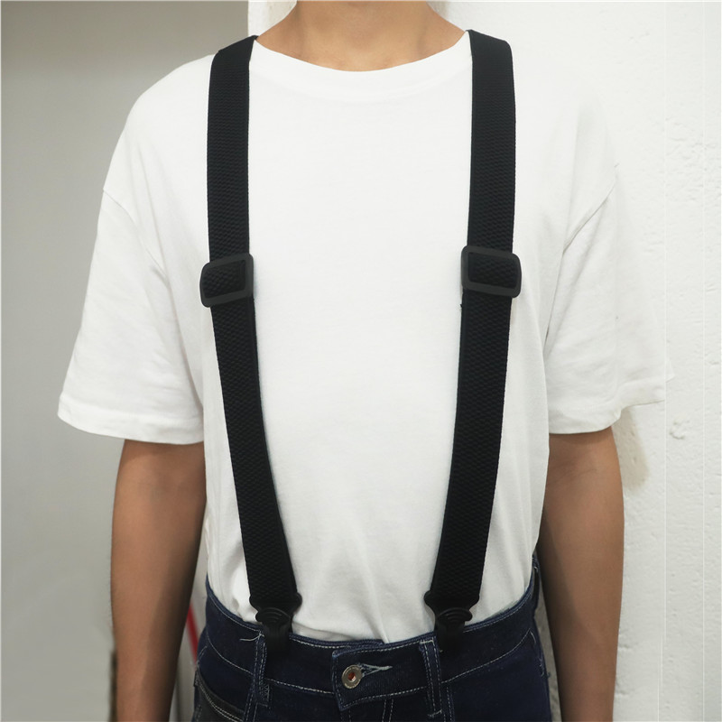 Tirantes de trabajo resistentes para hombres Unisex, espalda en X de 3,7 cm de ancho con 4 cierres de agarre de plástico, soporte elástico ajustable para pantalones