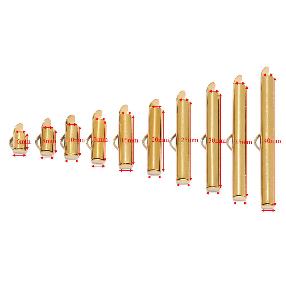 20 peças tampas de extremidade de crimpagem de aço inoxidável fecho deslizante fivelas conectores de tubos descobertas para pulseira diy acessórios de fabricação de jóias