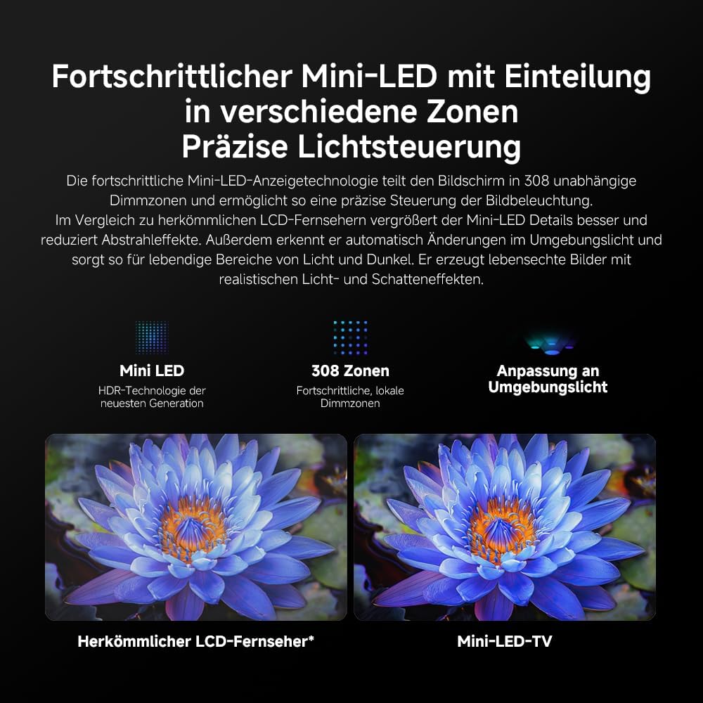 XIAOMI S MINI 55 144Hz QD-Mini LED Dolby Vision ®   QI, Dolby Atmos ®   TV do Google