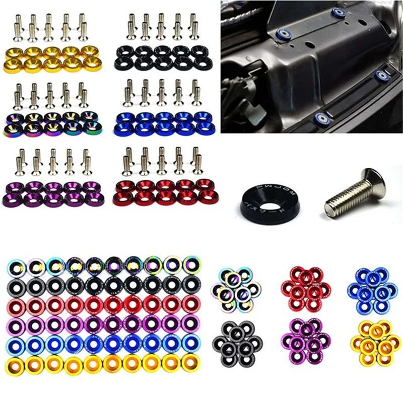 Eafc-車の改造用六角形ファスナー、フェンダークリーナー、ライセンスプレートボルト、ユニバーサルスタイリング、jdm、カーアクセサリー、m6x20、10個