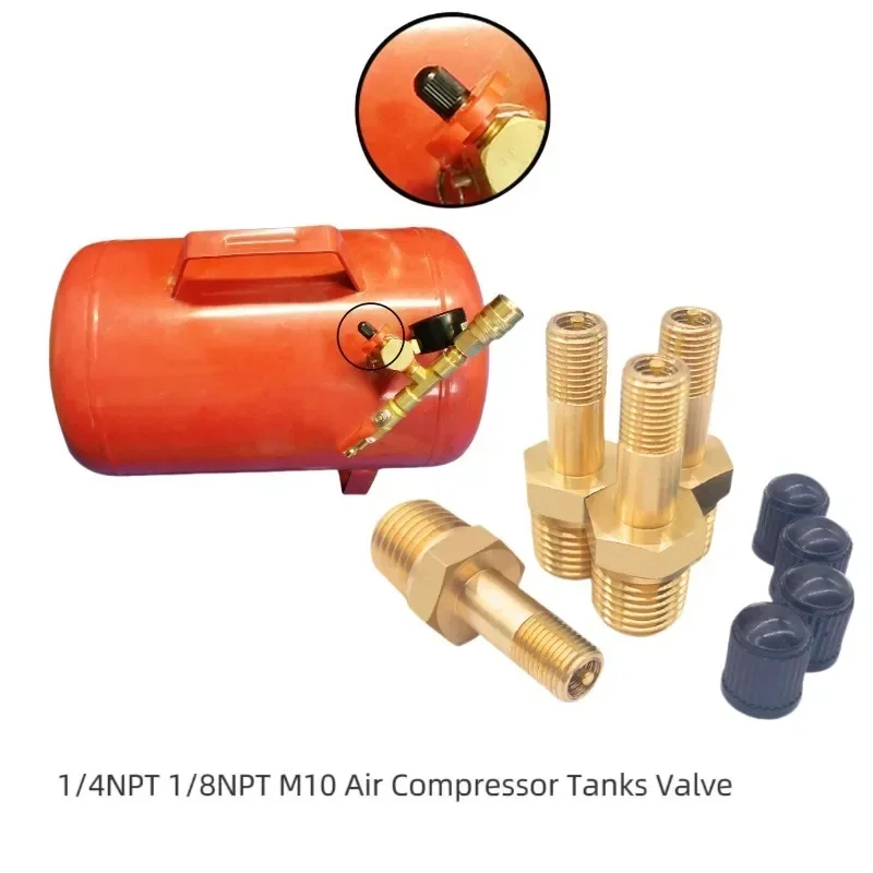 Válvula de enchimento de tanques de compressor de ar, 1/4 npt 1/8 npt m10, válvula schrader de latão anticorrosão, válvula de pneu de automóvel, núcleo de pneu coppe