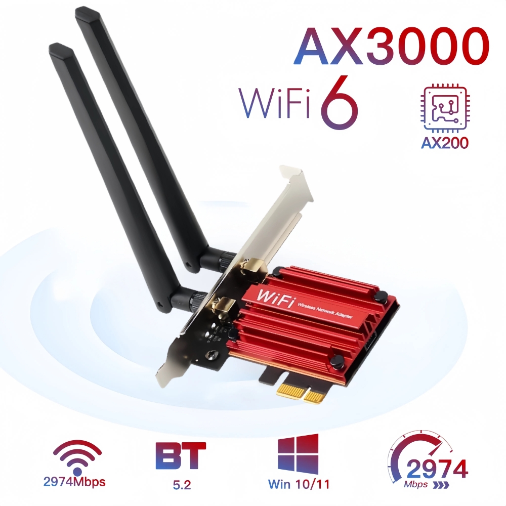 Wi-Fi карта AX200 802.11ax, 3000 Мбит/с, 2,4/5 ГГц