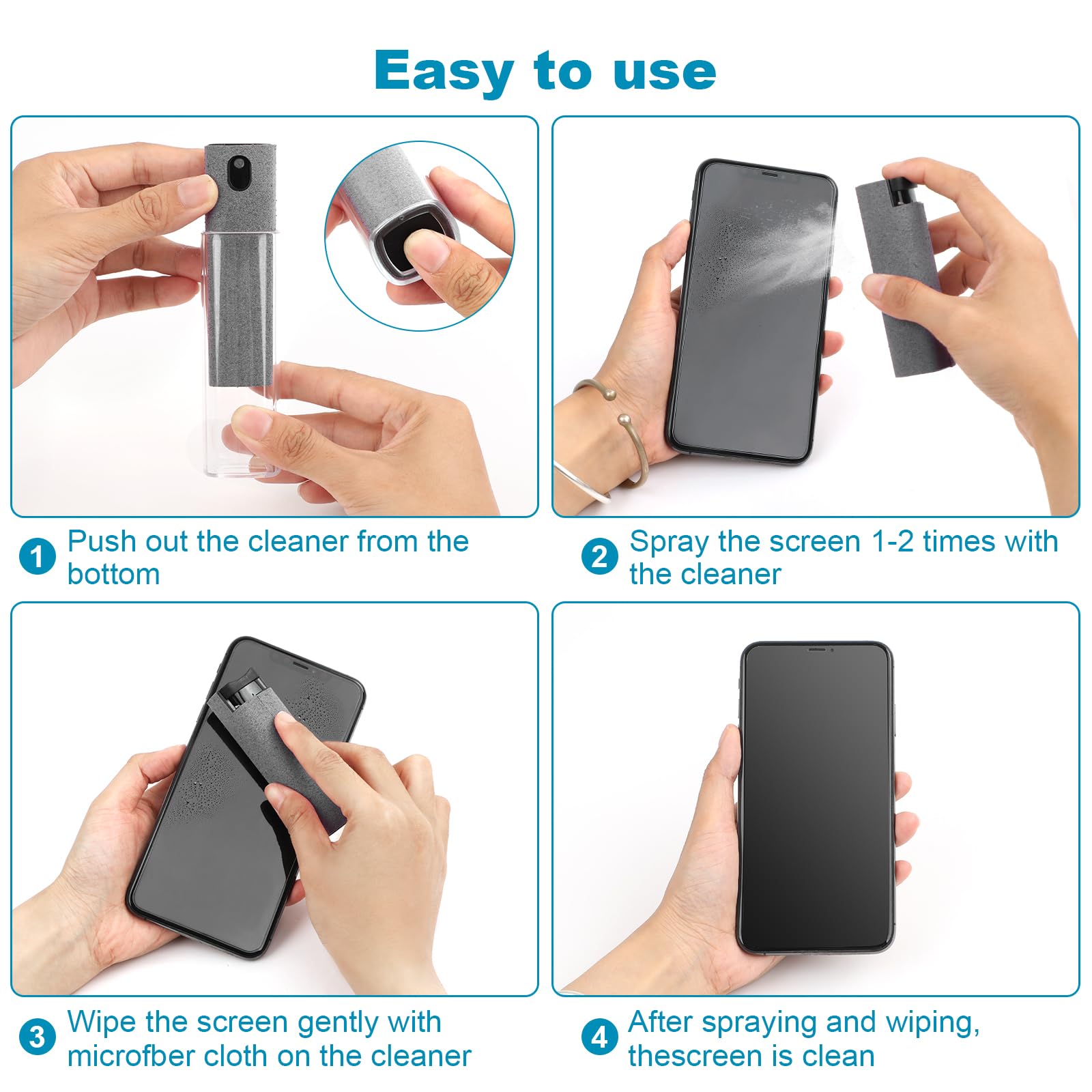 Limpiador de pantalla de teléfono 2 en 1, pulverizador portátil para tableta, limpiador de pantalla táctil, juego de paño de microfibra, Mini artefacto de limpieza de vidrio