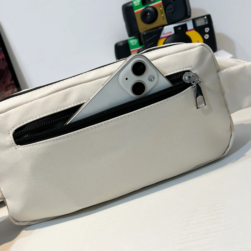 Nylon Zipper Versatile Lightweight Solid Color WaistBag Couple Style Simple Fashionable Single Shoulder CrossbodyBag Hot Selling