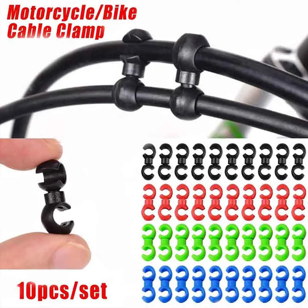 10Pcs Fahrrad S Förmigen Clips Drehbare Fahrrad Brems Getriebe Kreuz Kabel Ordentlich Clip Fahrrad Zubehör Radfahren Kreuz Schlauch Guide linie Clip