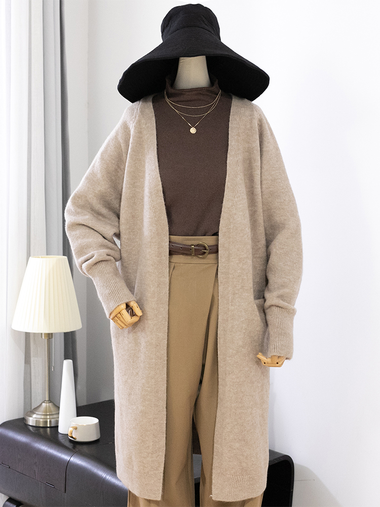 Frauen Einfarbig Lose Dicke Warme Pullover Strickjacke Tasche Damen Frühling Herbst V-ausschnitt Gestrickte Mantel Weibliche Casual Tops C-124