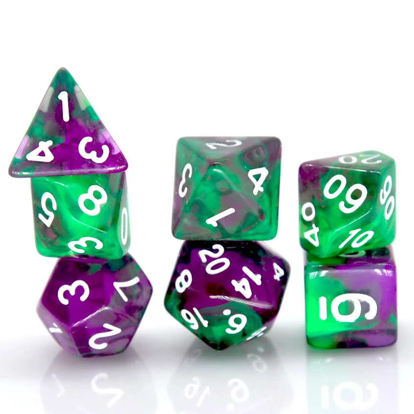 7 stks/set Acryl Polyhedrale Blend Kleur DND Spel Dobbelstenen Nummer Decoraties TRPG Games Bordspellen Entertainment Speelgoed