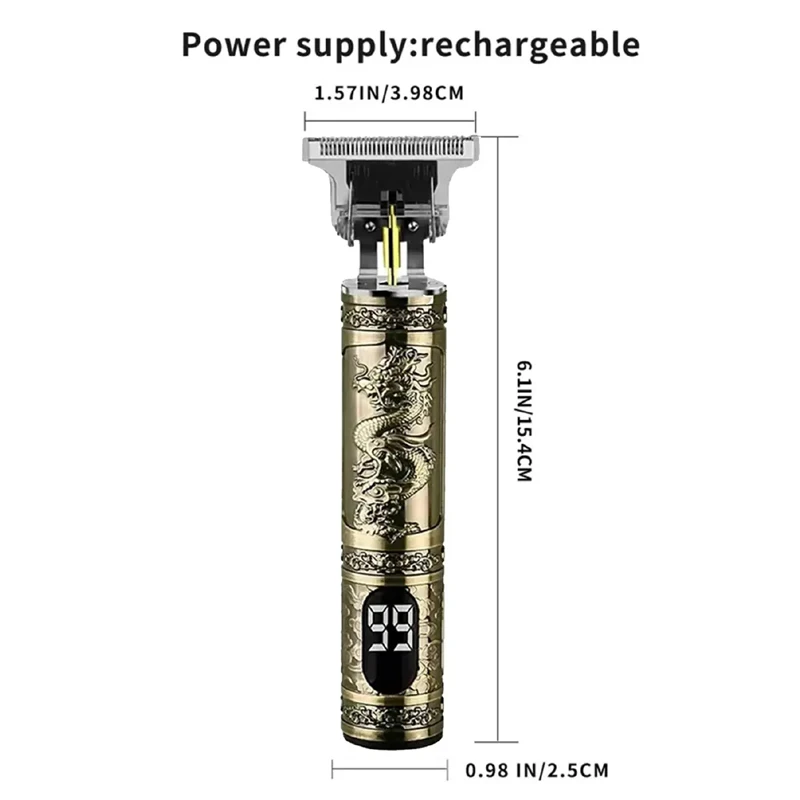 T9 Elektrische Tondeuse voor Mannen Professionele Kapper Scheerapparaat Baardtrimmer Draak Boeddha Ontwerp Lichaamshaar Snijmachine
