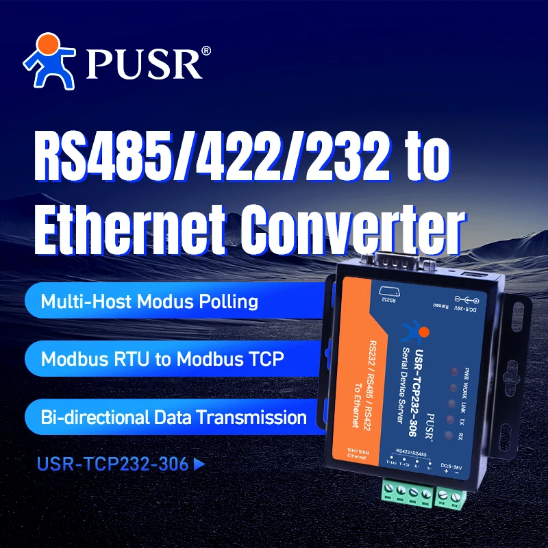 Pusr Rs232 Rs485 Rs422 zu Ethernet Serial Device Server serieller Konverter Tcp Ip Modbus Gateway usr-tcp232-306