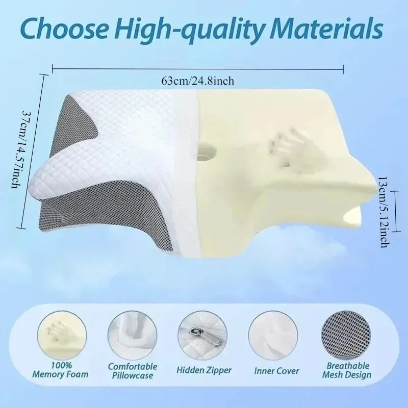 Cuscino memory per il sonno Cuscini per il collo in memory foam a farfalla Sonno sagomato per alleviare il dolore al collo Supporto per lo stomaco Comodo cuscino