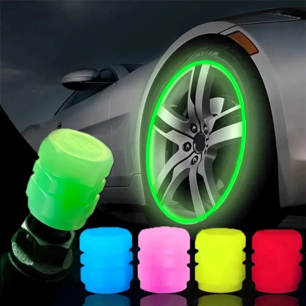 Tampa luminosa da válvula de 4 pces para veículos elétricos, motocicletas, bicicletas, caminhões, pneus, tampas luminosas do núcleo da válvula