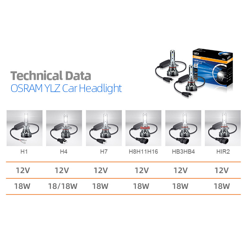 OSRAM LEDriving YLZ HL H7 H4 LED phare de voiture H1 H8 H11 H16 HB3 HB4 HIR2 9012 12V 6000K lampes blanches Super brillantes ampoule automatique 2 pièces