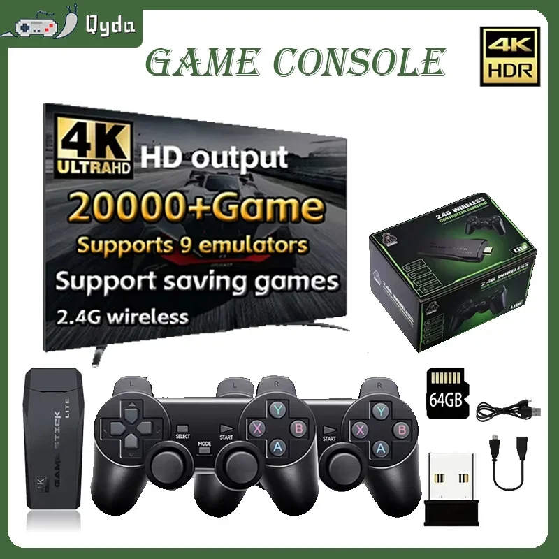Portable Retro Gaming System 64GB 20000+ Preloaded Games Wireless Controller Support TV/PC/PS1 Emulators