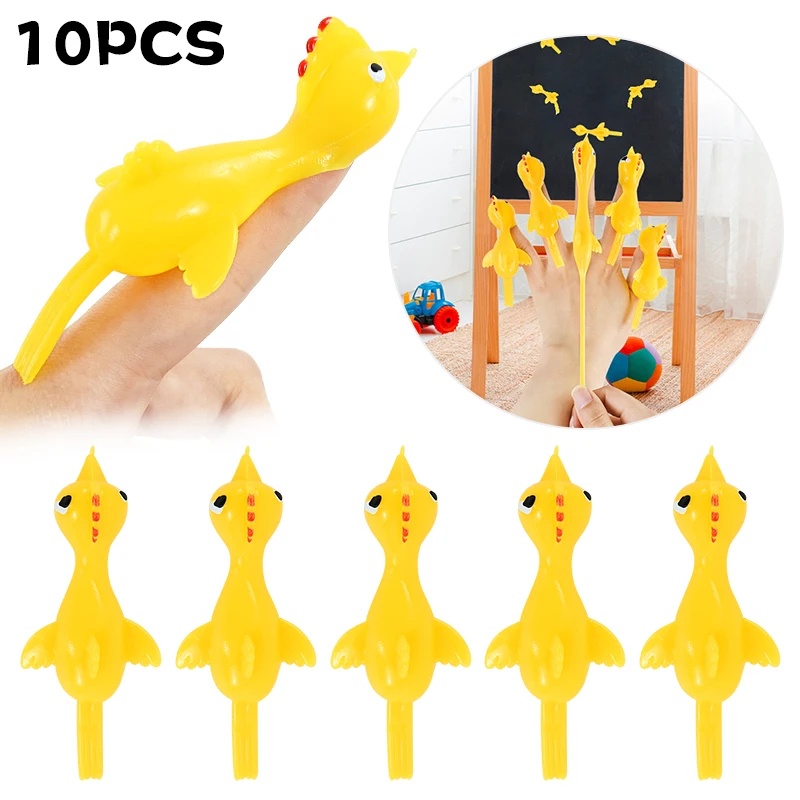 10 pçs catapulta lançamento peru estilingue pintinho elástico voando dedo pegajoso brinquedo de descompressão para aniversário festa de halloween favores