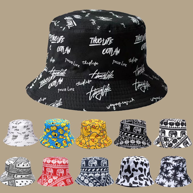 Chapéu de pescador com grafite impresso para homens e mulheres, guarda-sol versátil, personalizado, moda ao ar livre, lazer