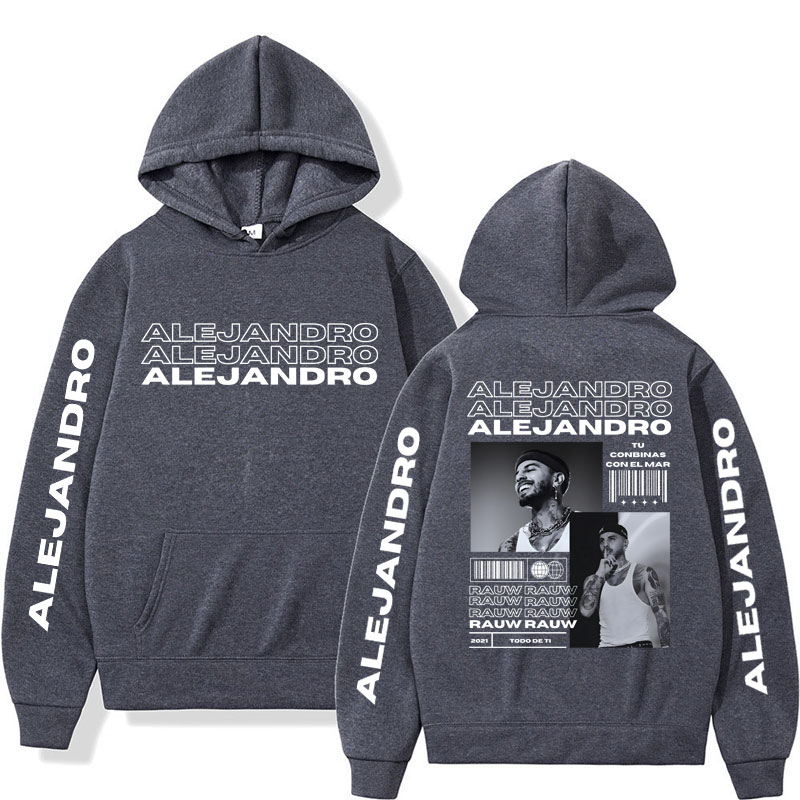 가수 Rauw Alejandro 앨범 Todo De Ti 까마귀 남성 힙합 빈티지 고딕 패션 긴 소매 느슨한 양털 Tracksuit streetwear