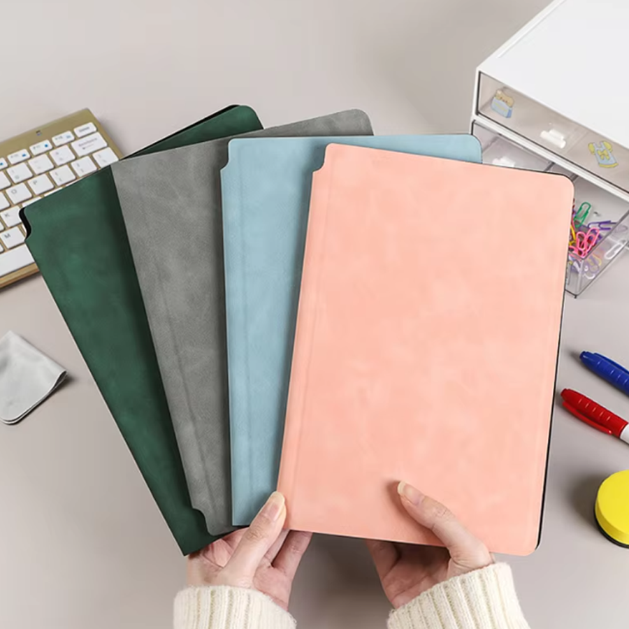 Conjunto de caderno de quadro branco reutilizável a5 com caneta de quadro branco apagar pano bloco de notas de couro planejador semanal portátil elegante escritório
