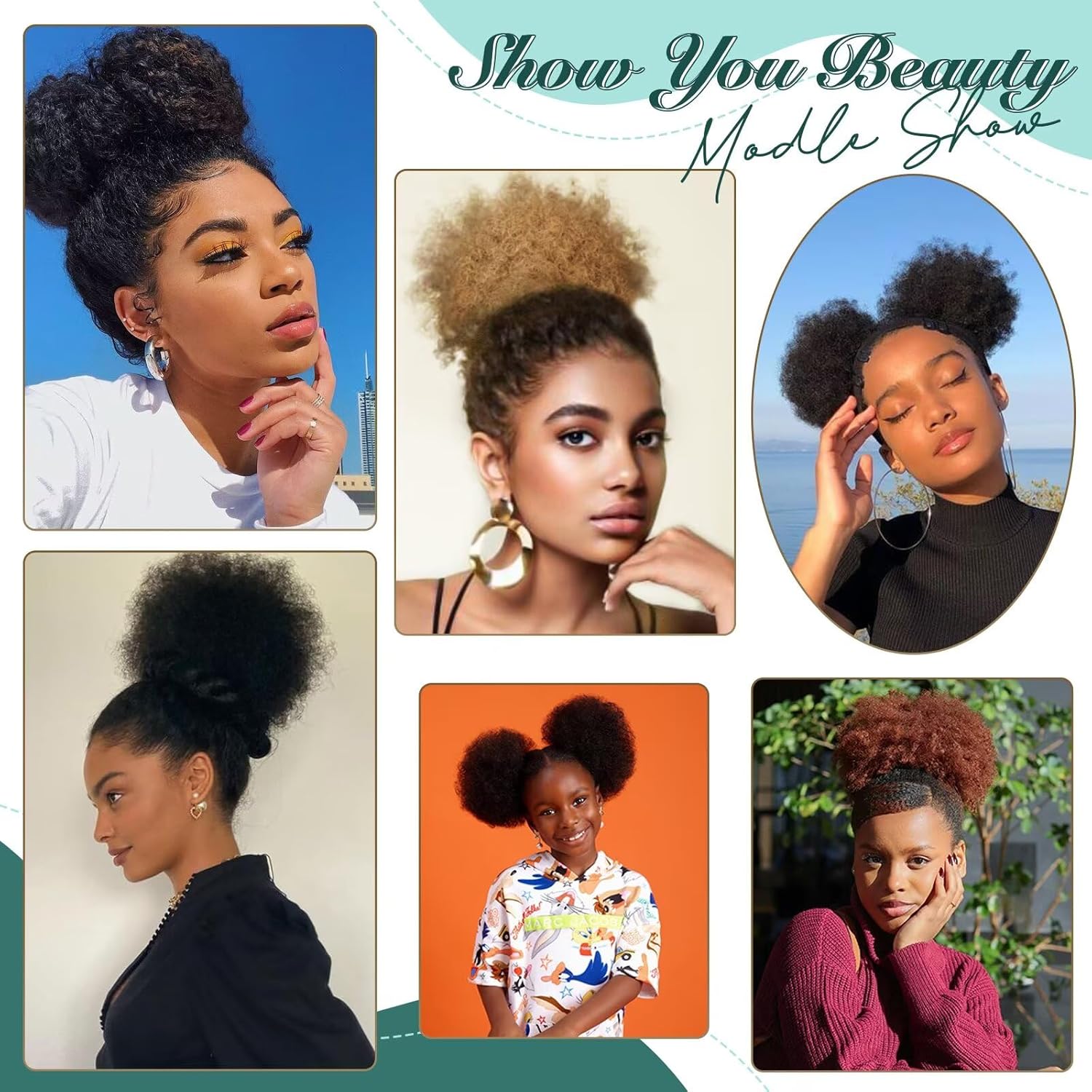 100% cheveux humains Afro crépus bouffées cordon Extensions de queue de cheval pour les femmes noires 4 #   99J 30 Accessoires pour cheveux afro bouffants crépus bouclés
