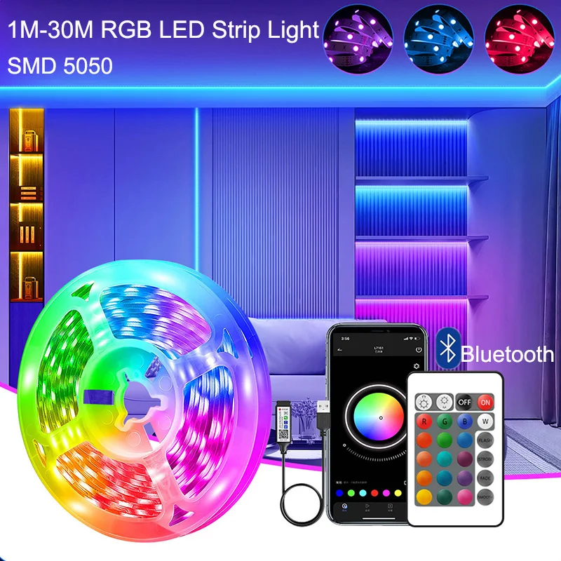 Tira de luces LED USB ambiental para TV, cambio de Color, música, Sycn RGB, autoadhesiva, 5V, luces de Control de aplicación inteligente para decoración del hogar