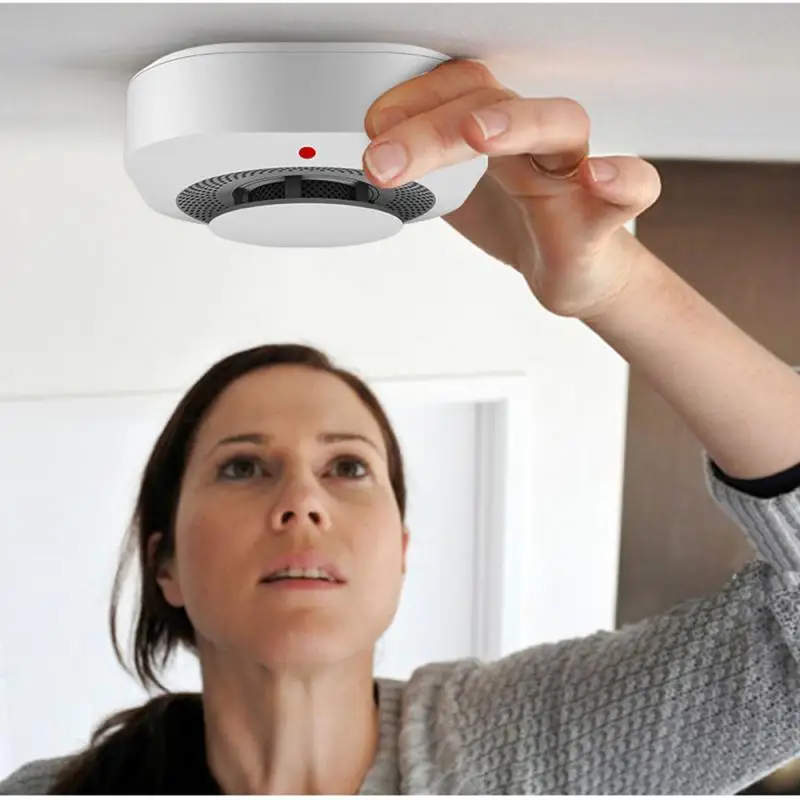 Tuya เครื่องตรวจจับควัน WiFi Smart Fire 90dB Smoke Alarm Sensor Home Security ระบบทํางานร่วมกับ Tuya สมาร์ท Li